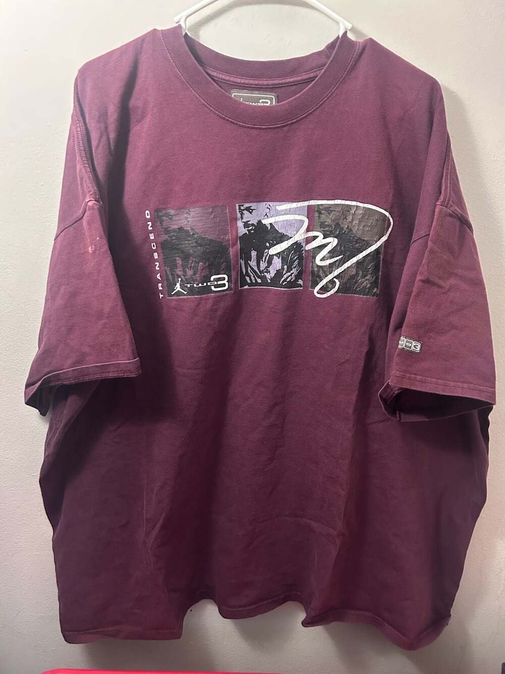 Vintage Jordan Brand Two 3 Transcend Graphic T-Shirt Maroon 3XL